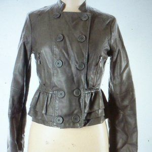 Super cute Soft faux leather jacket  fitted w/ ruffles